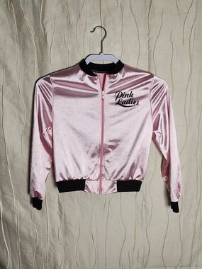 Kids Pink Ladies Satin Bomber Jacket - Pink